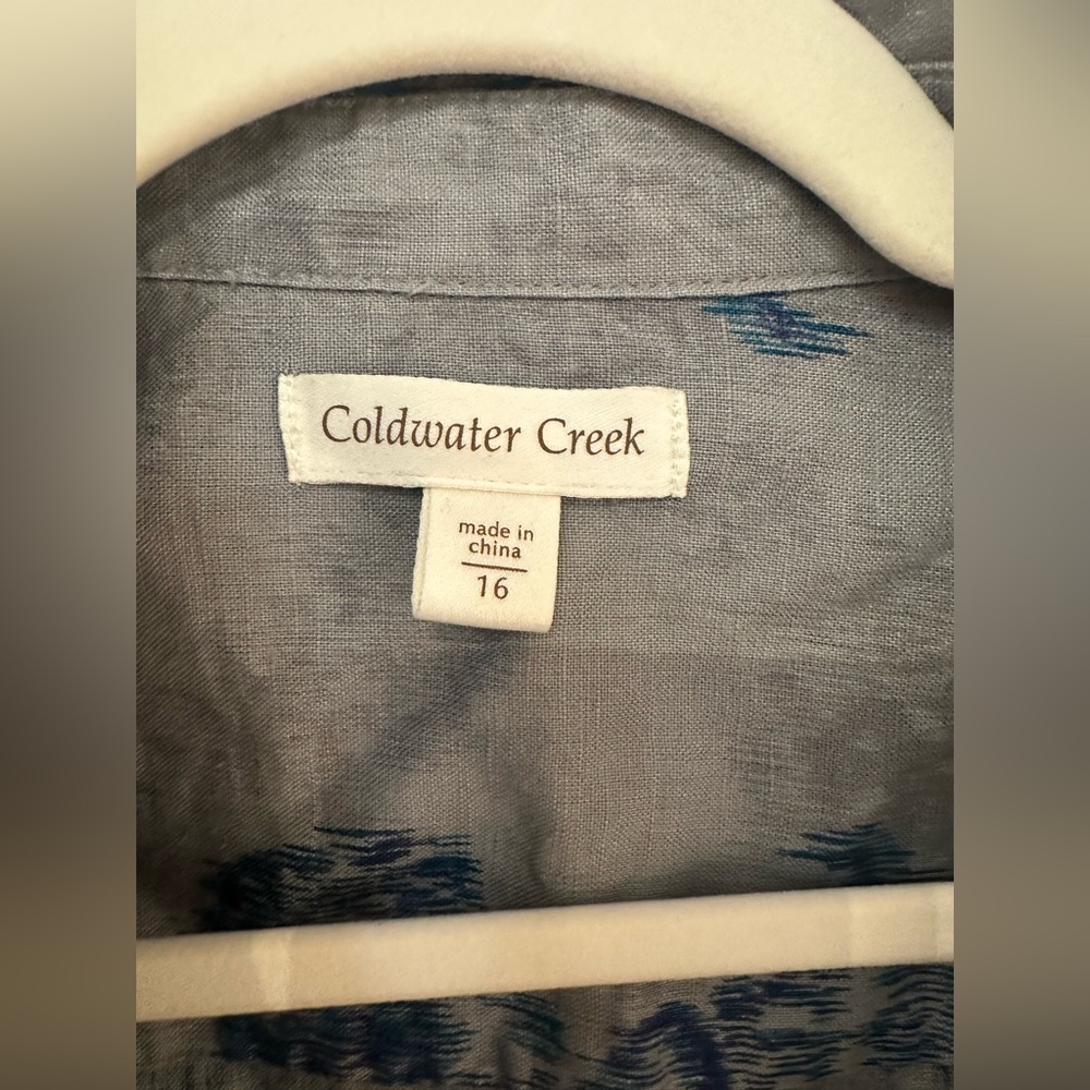 Coldwater creek linen print jacket snap buttons 3/4 sleeve size 16 - Picture 7 of 16